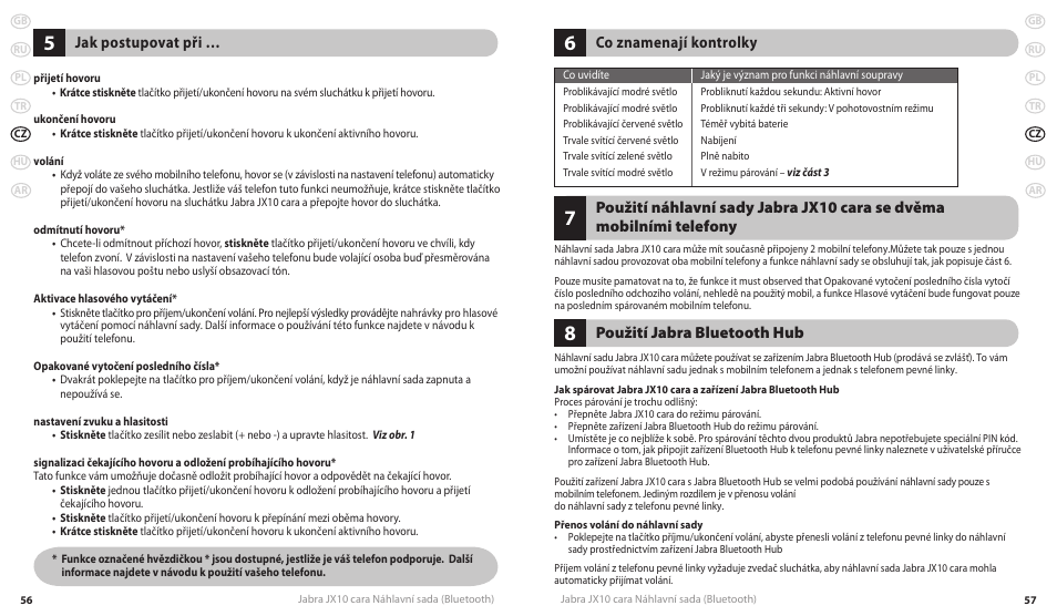 Použití jabra bluetooth hub, Jak postupovat při | Lennox Hearth JX10 CARA User Manual | Page 31 / 45