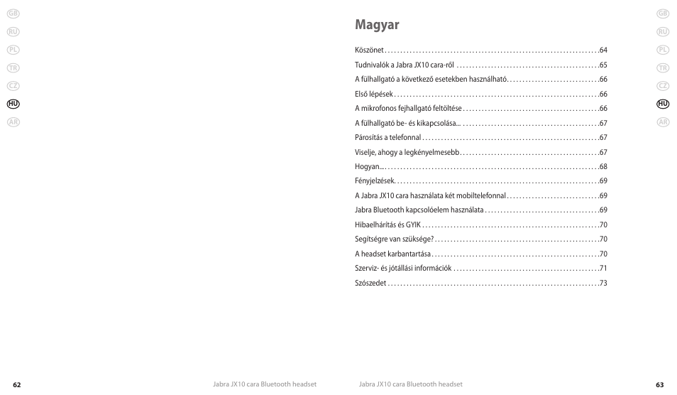 Magyar | Lennox Hearth JX10 CARA User Manual | Page 34 / 45