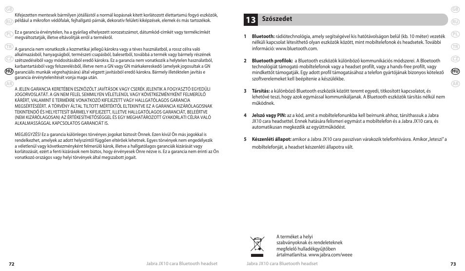 Szószedet | Lennox Hearth JX10 CARA User Manual | Page 39 / 45