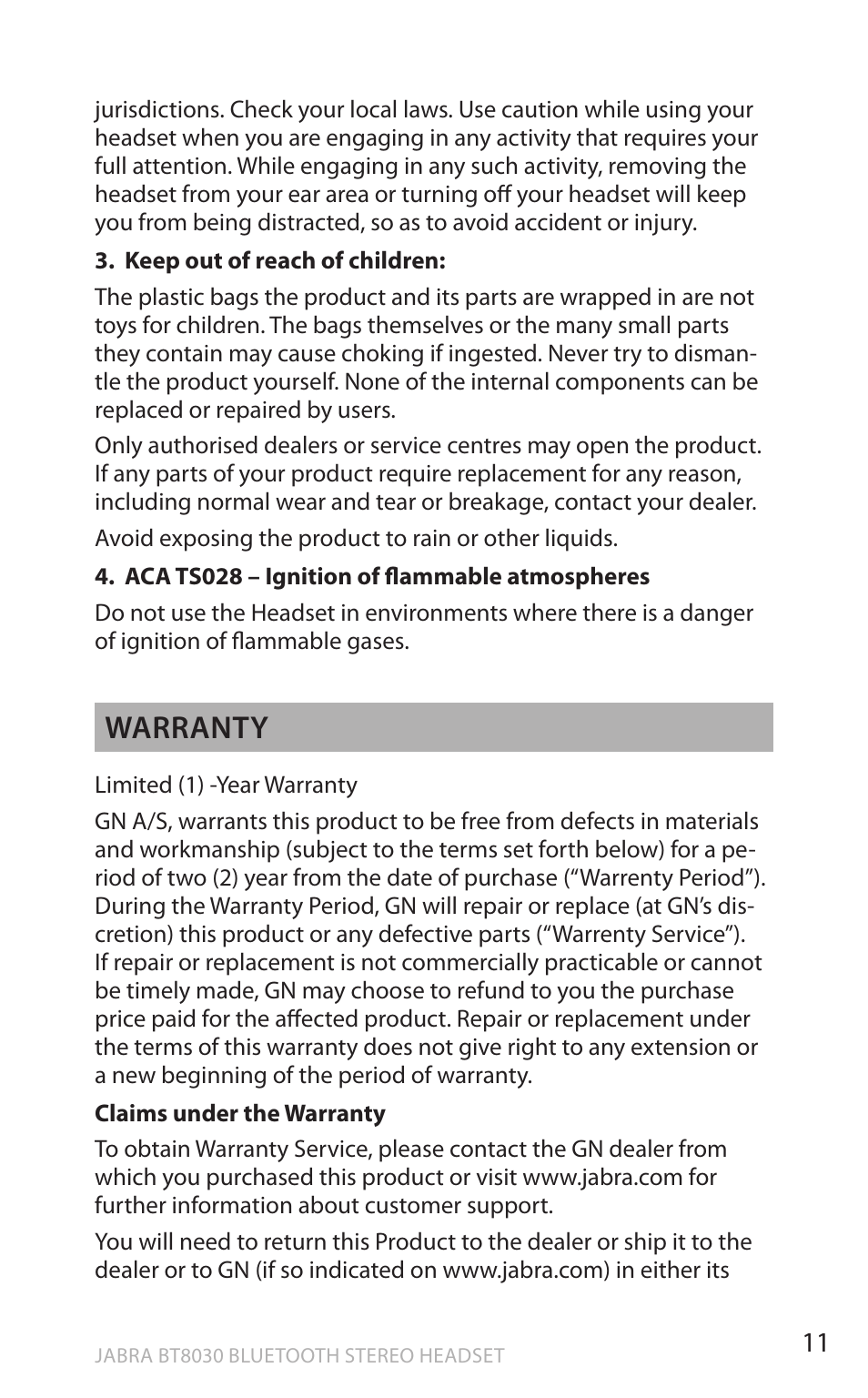 En g li sh, Warranty | Lennox Hearth BT8030 User Manual | Page 11 / 14