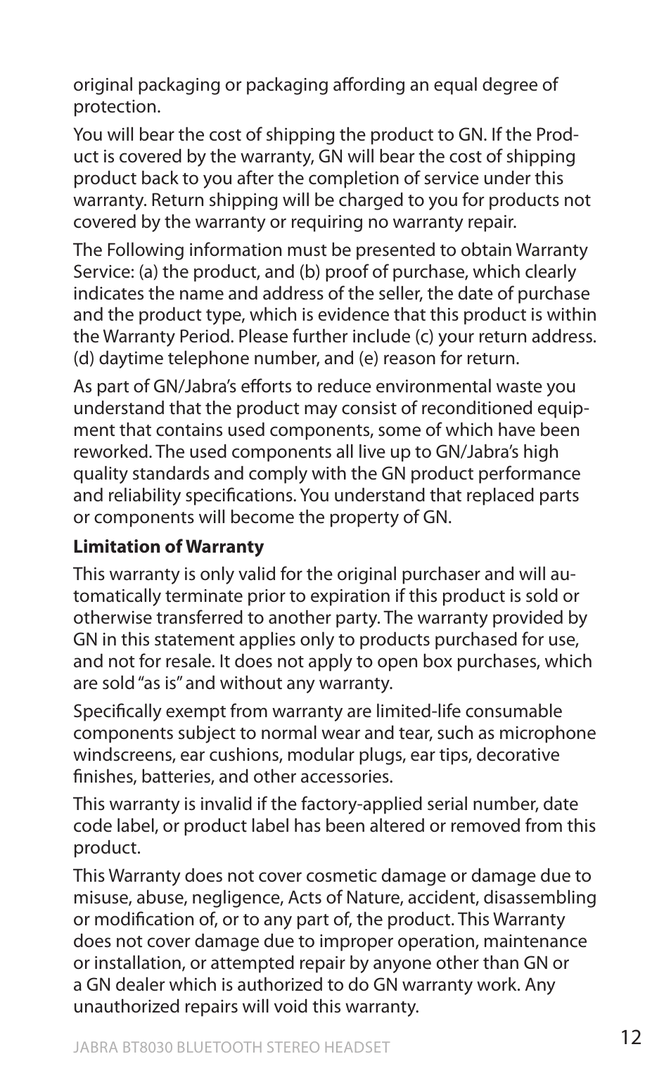 En g li sh | Lennox Hearth BT8030 User Manual | Page 12 / 14