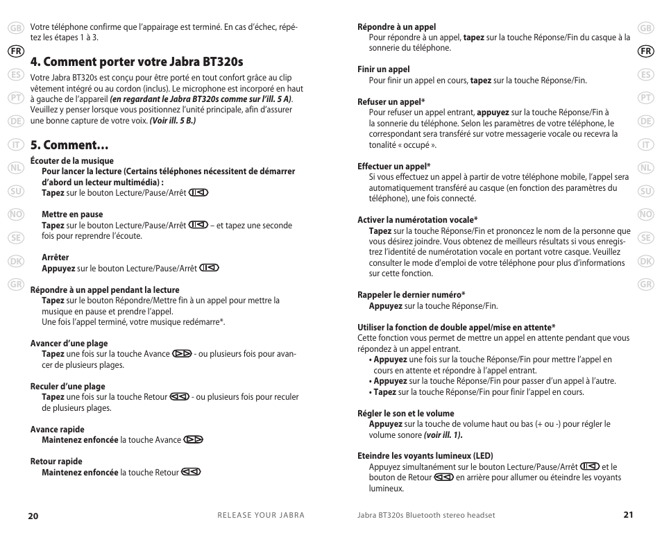 Comment porter votre jabra bt320s, Comment | Lennox Hearth BT 320S User Manual | Page 13 / 76