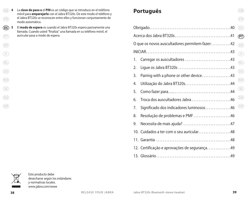 Português | Lennox Hearth BT 320S User Manual | Page 22 / 76