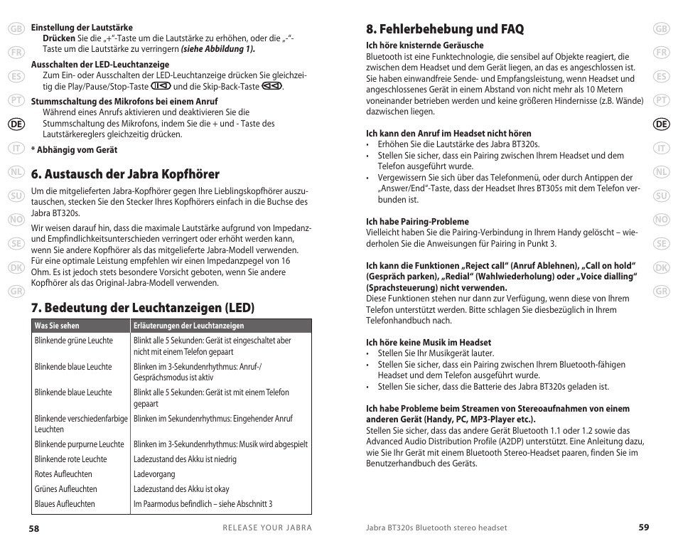 Austausch der jabra kopfhörer | Lennox Hearth BT 320S User Manual | Page 32 / 76