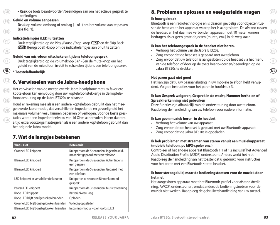 Verwisselen van de jabra-headphone | Lennox Hearth BT 320S User Manual | Page 44 / 76