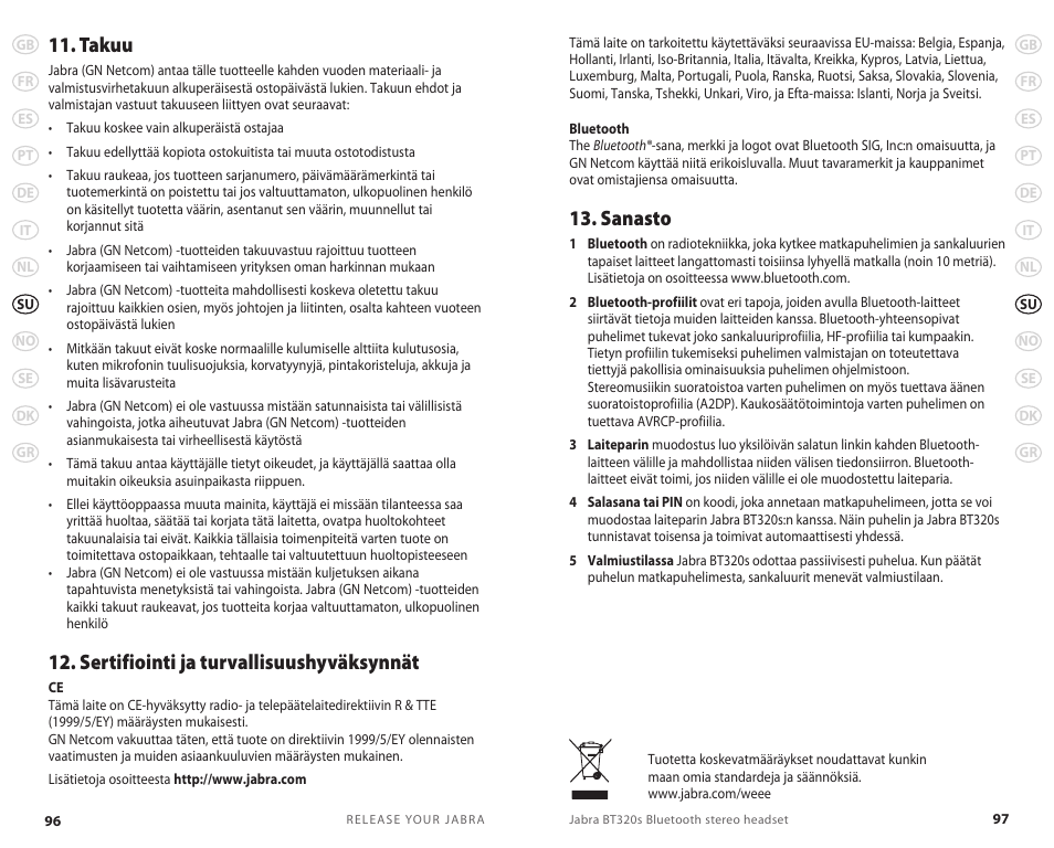 Sanasto, Takuu, Sertifiointi ja turvallisuushyväksynnät | Lennox Hearth BT 320S User Manual | Page 51 / 76