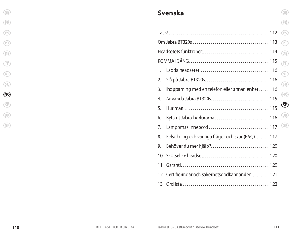 Svenska | Lennox Hearth BT 320S User Manual | Page 58 / 76