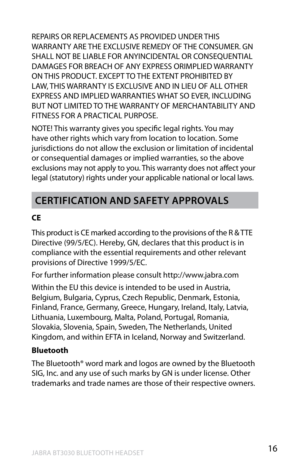 En g li sh, Certification and safety approvals | Lennox Hearth BT3030 User Manual | Page 17 / 19