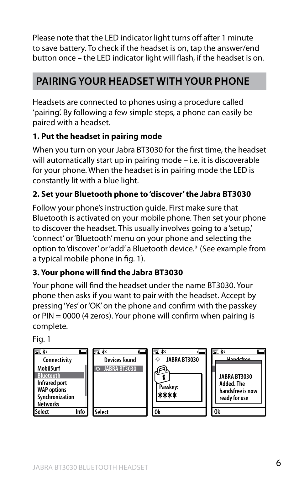 En g li sh, Pairing your headset with your phone | Lennox Hearth BT3030 User Manual | Page 7 / 19