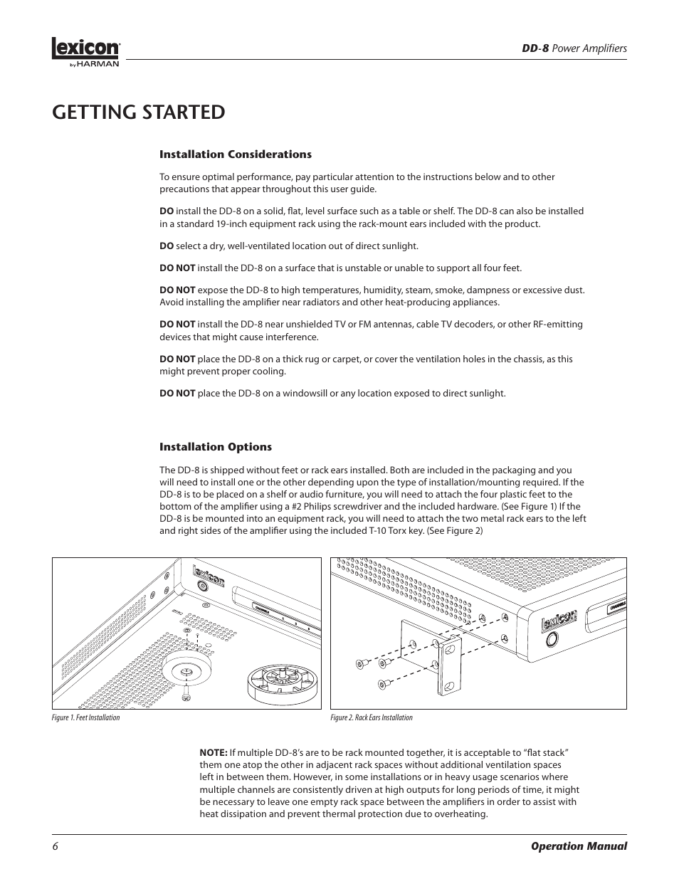 Getting started | Lexicon Power Amplifiers DD-8 User Manual | Page 6 / 16