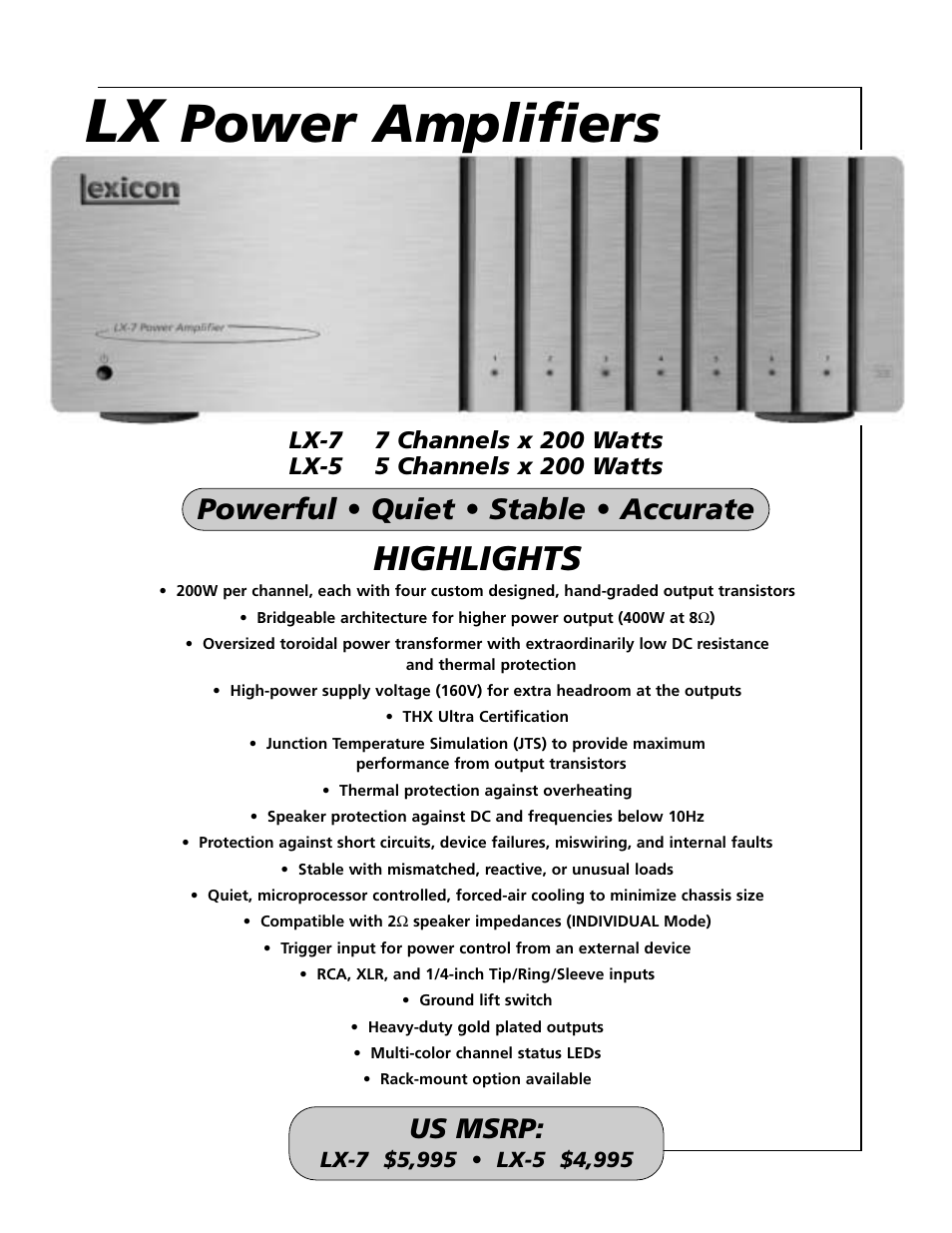 Lexicon LX-5 User Manual | 2 pages