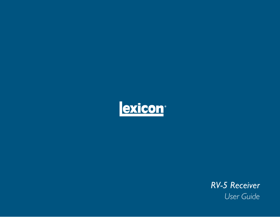 Lexicon RV-5 User Manual | 136 pages