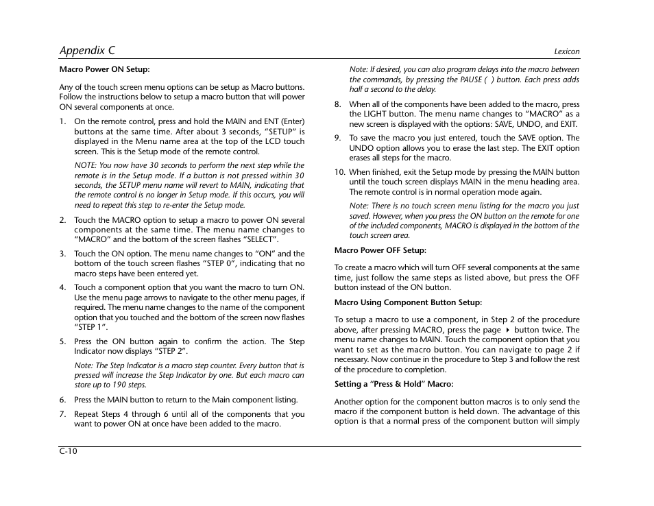 Appendix c | Lexicon RV-5 User Manual | Page 106 / 136