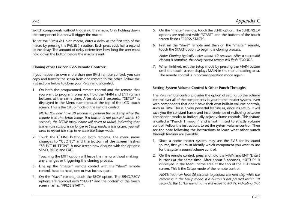 Appendix c | Lexicon RV-5 User Manual | Page 107 / 136