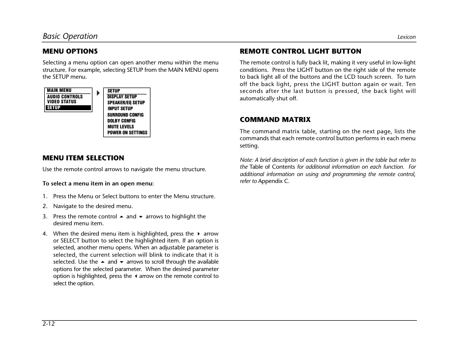 Basic operation | Lexicon RV-5 User Manual | Page 22 / 136