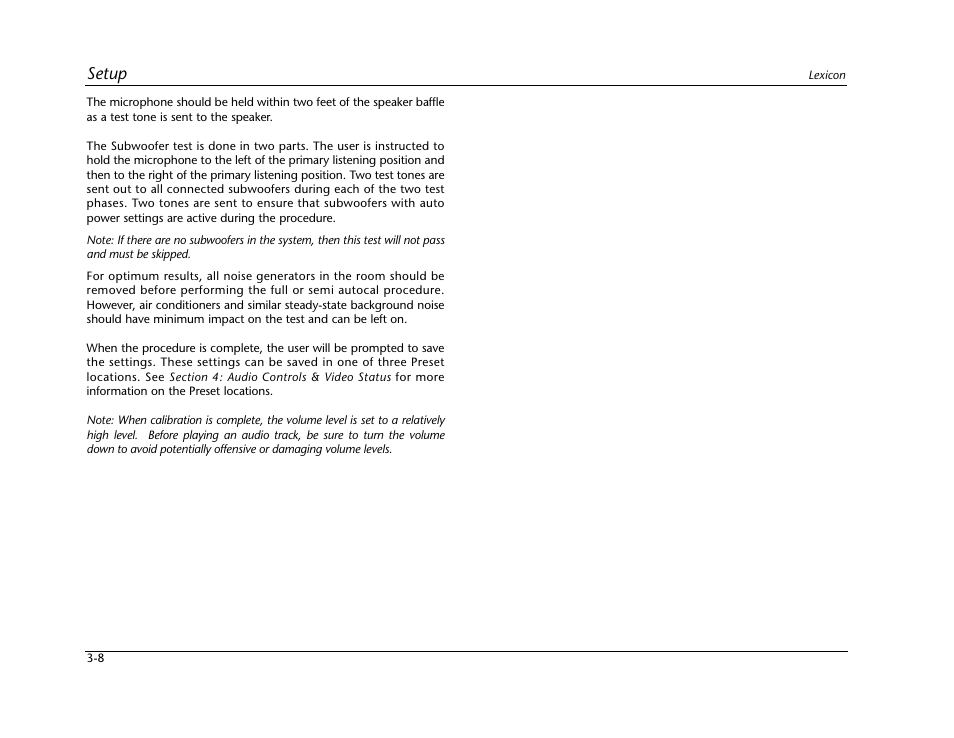 Setup | Lexicon RV-5 User Manual | Page 34 / 136