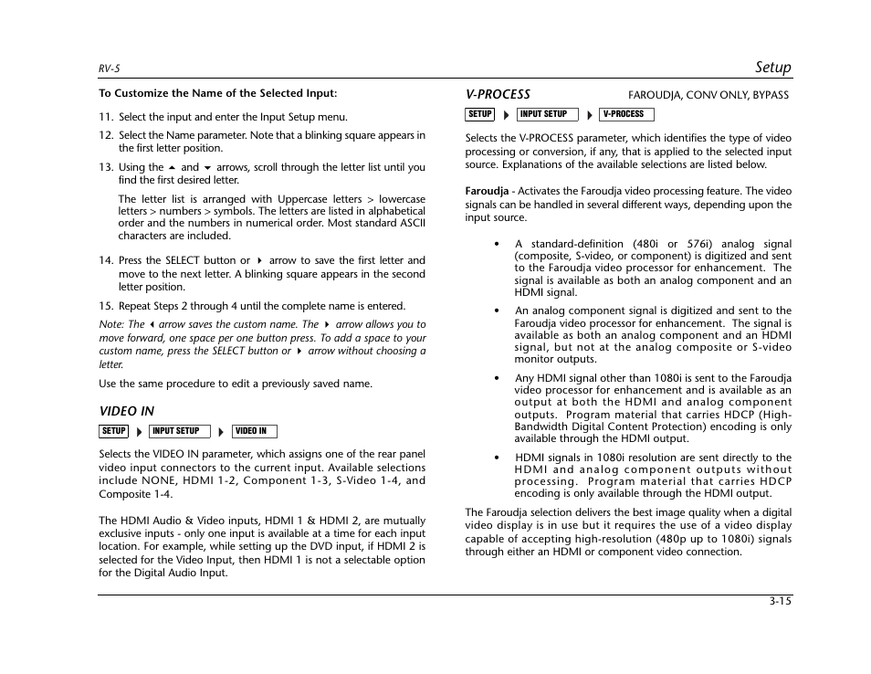 Setup | Lexicon RV-5 User Manual | Page 41 / 136