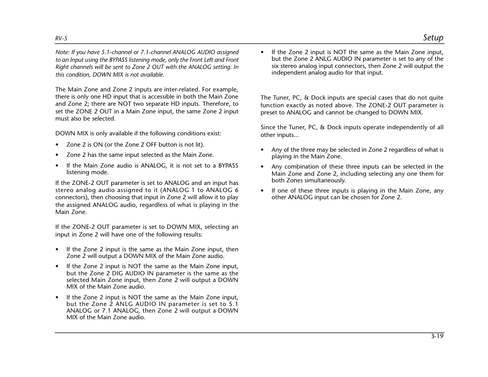 Setup | Lexicon RV-5 User Manual | Page 45 / 136