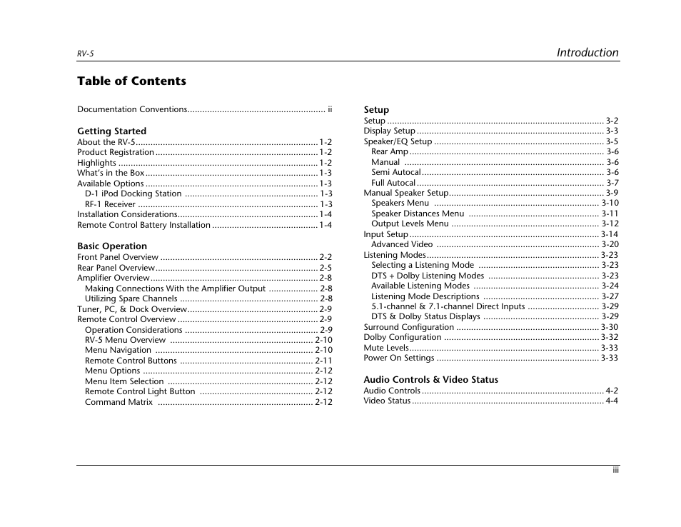 Lexicon RV-5 User Manual | Page 5 / 136