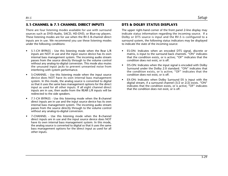 Setup | Lexicon RV-5 User Manual | Page 55 / 136