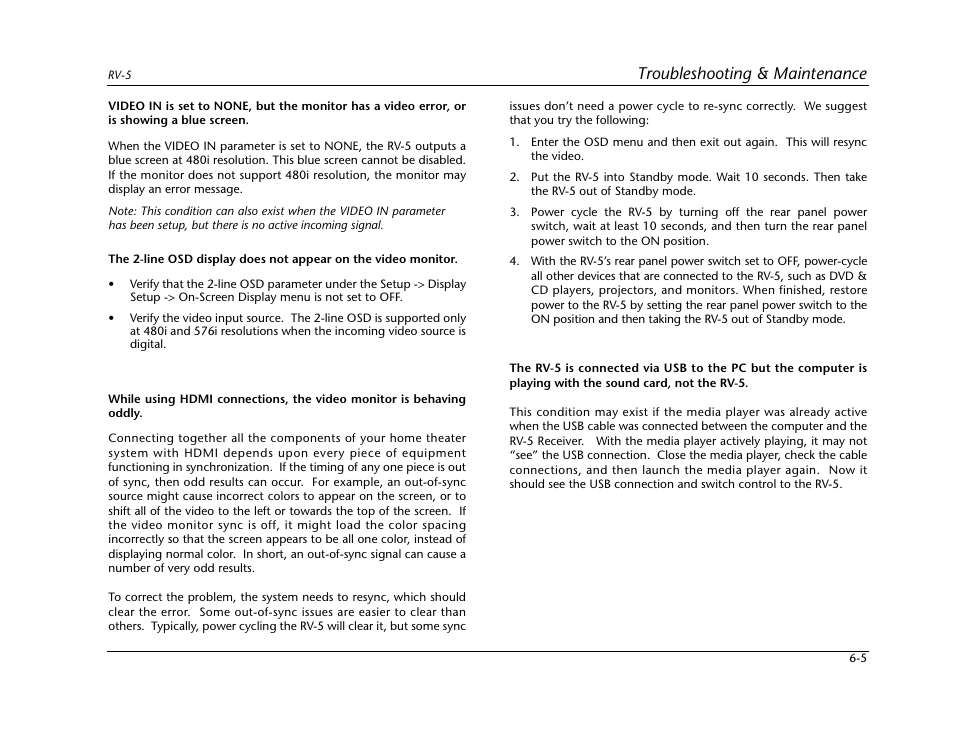 Troubleshooting & maintenance | Lexicon RV-5 User Manual | Page 79 / 136