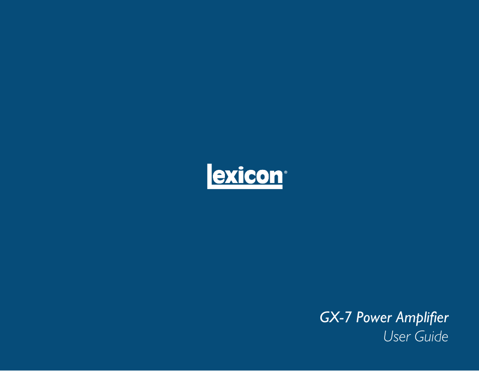 Lexicon Power Amplifer GX-7 User Manual | 24 pages