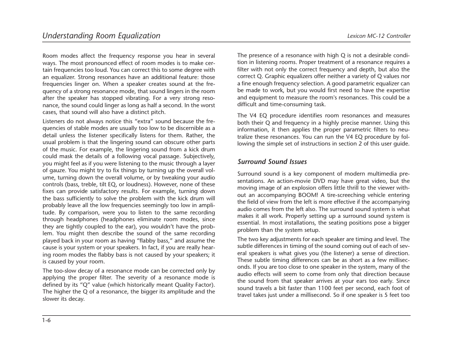 Understanding room equalization | Lexicon Controller Version 4 EQ MC-12 User Manual | Page 12 / 42