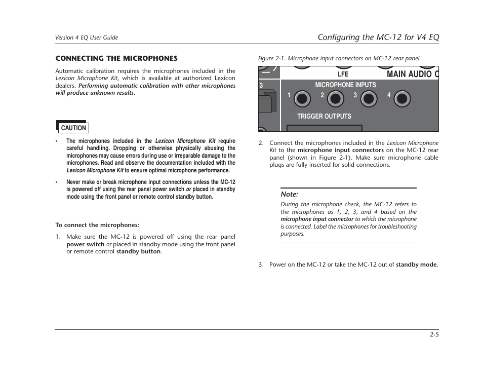 Main audio o | Lexicon Controller Version 4 EQ MC-12 User Manual | Page 19 / 42