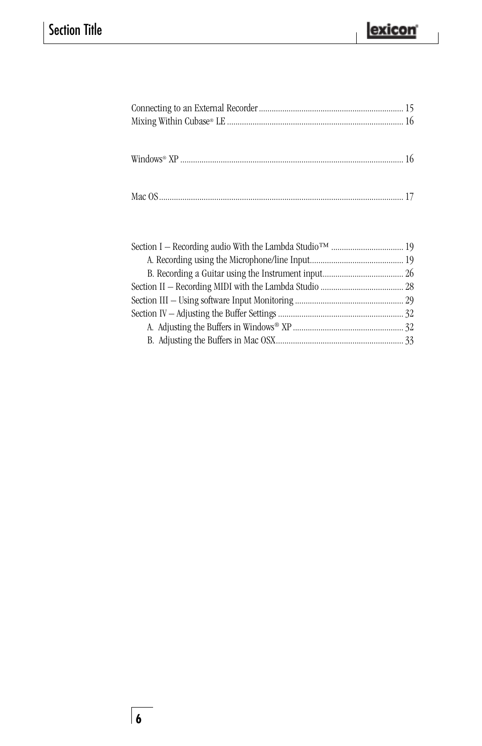 Using the lexicon, Lambda studio, Specifications signal routing diagram | Lexicon Lambda Desktop Recording Studio User Manual | Page 6 / 36