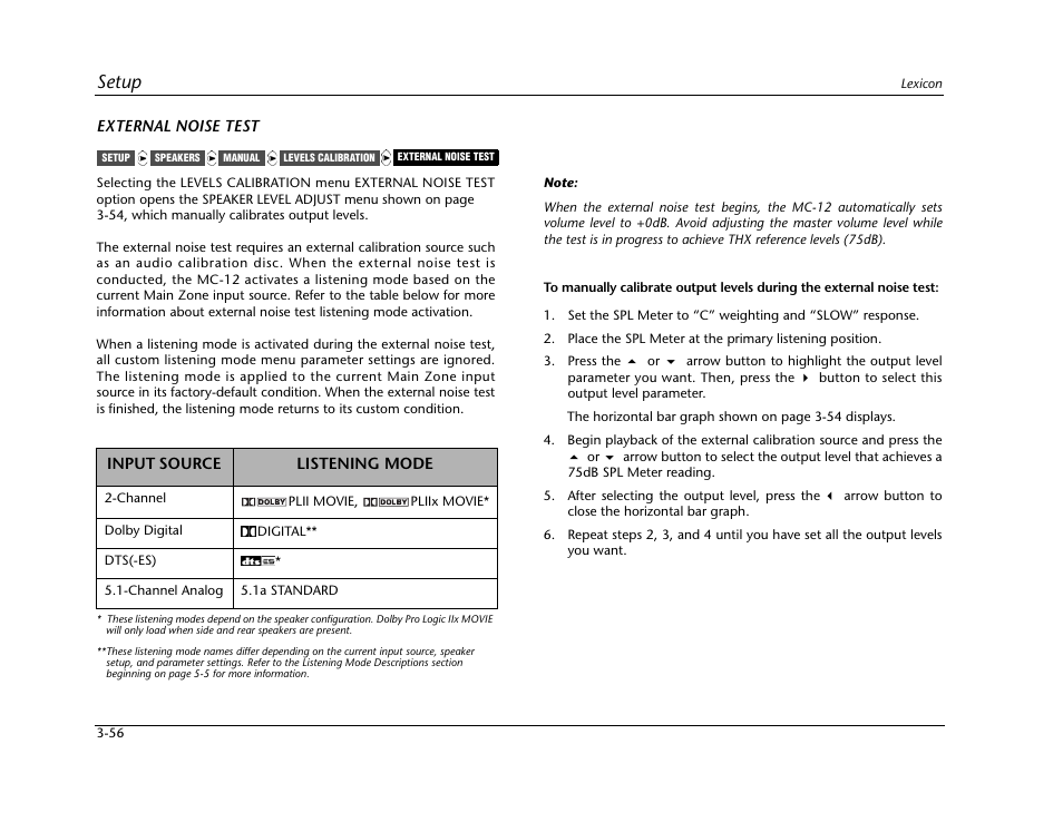 Setup | Lexicon Digital Controller MC-12 User Manual | Page 100 / 208