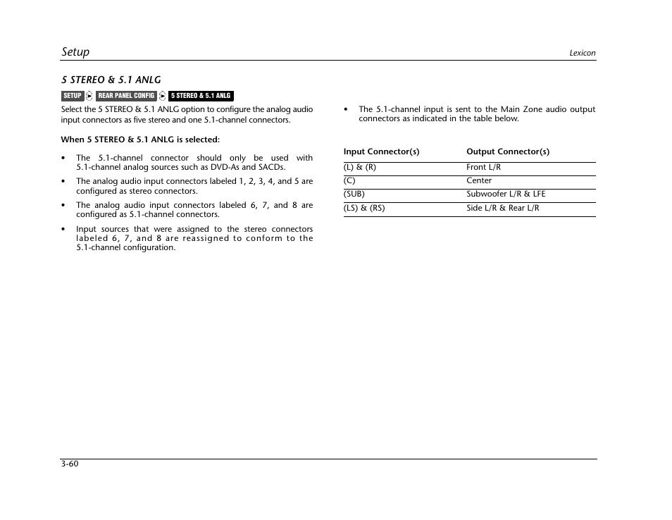 Setup | Lexicon Digital Controller MC-12 User Manual | Page 104 / 208