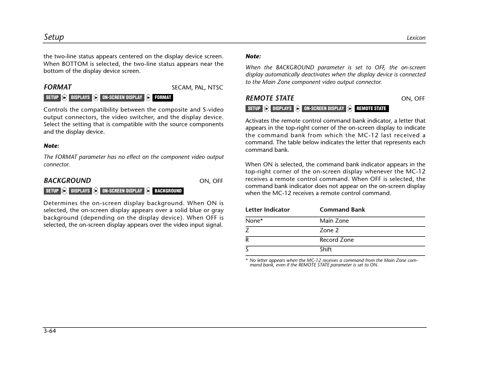 Setup | Lexicon Digital Controller MC-12 User Manual | Page 108 / 208