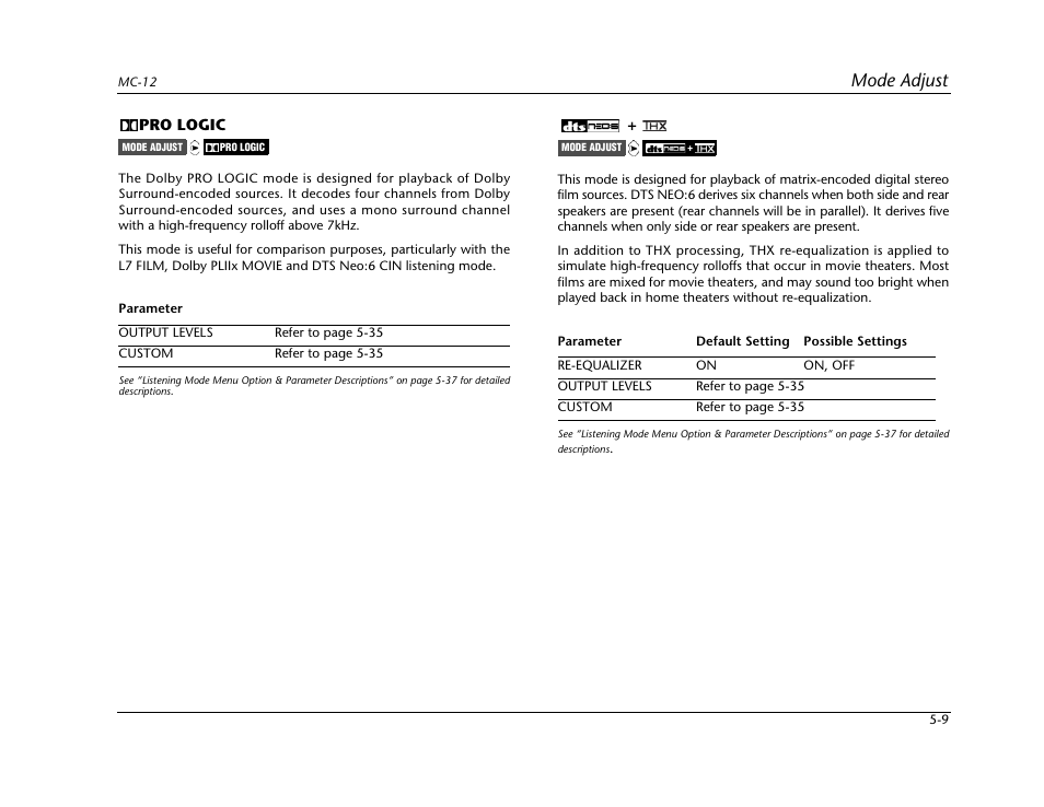 Mode adjust | Lexicon Digital Controller MC-12 User Manual | Page 135 / 208