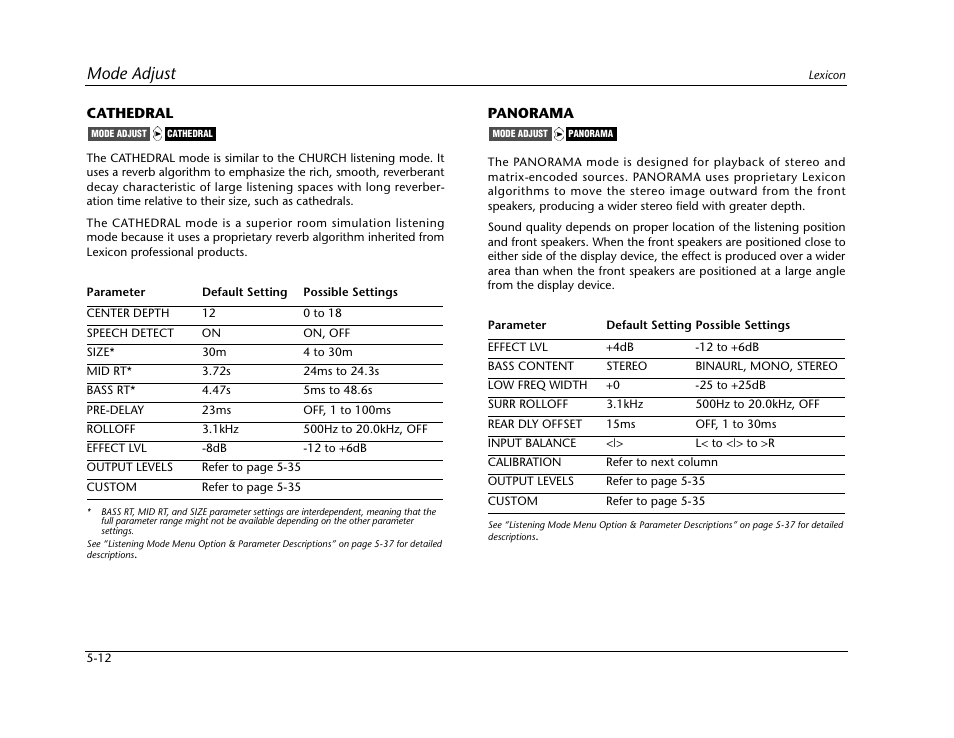 Mode adjust | Lexicon Digital Controller MC-12 User Manual | Page 138 / 208