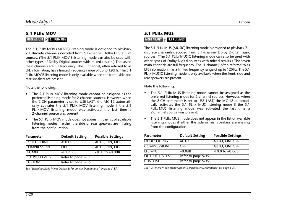 Mode adjust | Lexicon Digital Controller MC-12 User Manual | Page 146 / 208