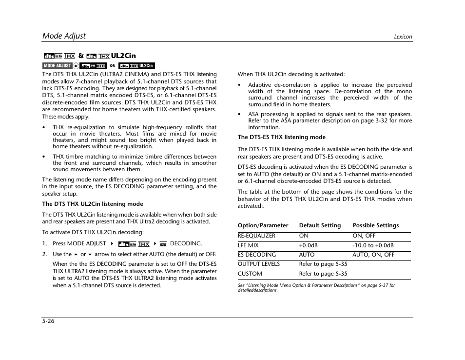 Mode adjust | Lexicon Digital Controller MC-12 User Manual | Page 152 / 208