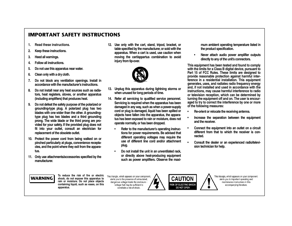 Important safety instructions | Lexicon Digital Controller MC-12 User Manual | Page 2 / 208