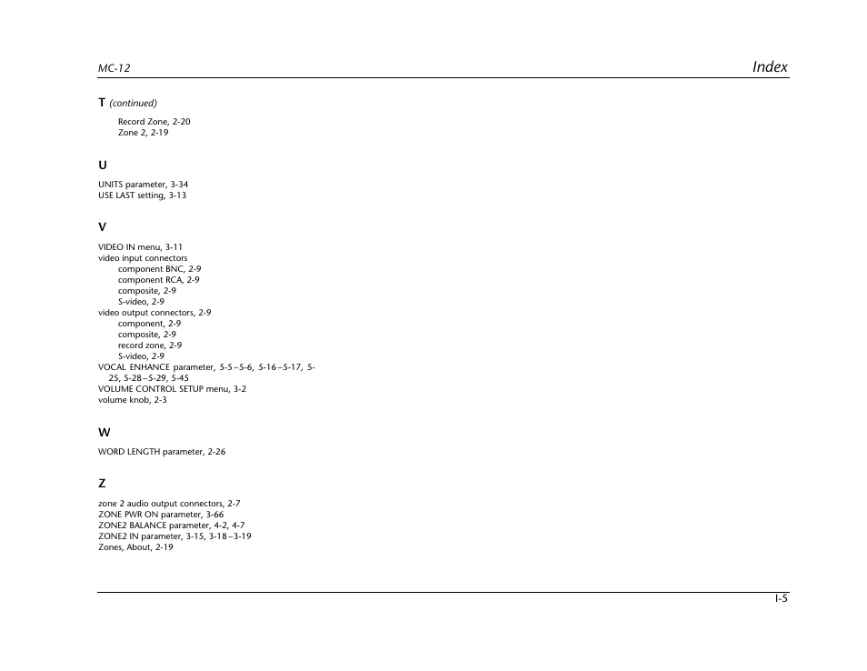 Index | Lexicon Digital Controller MC-12 User Manual | Page 205 / 208