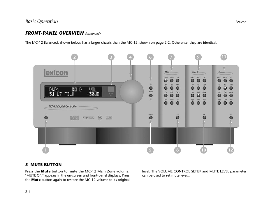 Lexicon Digital Controller MC-12 User Manual | Page 22 / 208