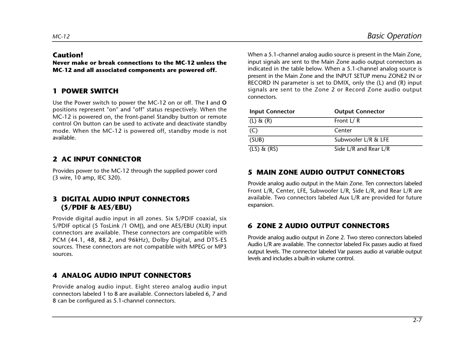 Basic operation | Lexicon Digital Controller MC-12 User Manual | Page 25 / 208