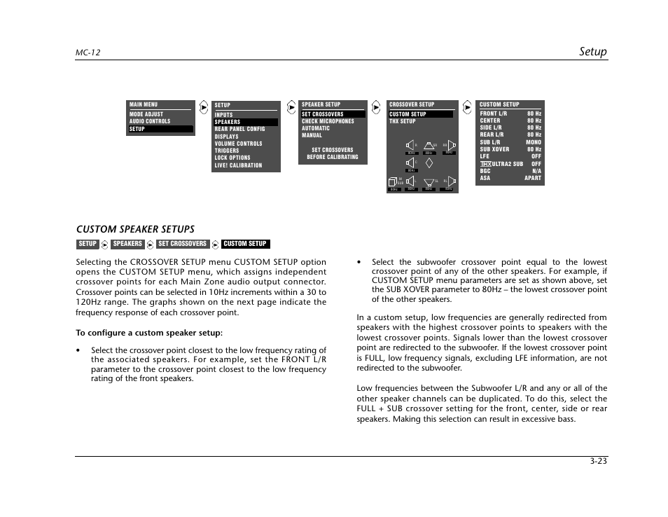Setup, Custom speaker setups | Lexicon Digital Controller MC-12 User Manual | Page 67 / 208