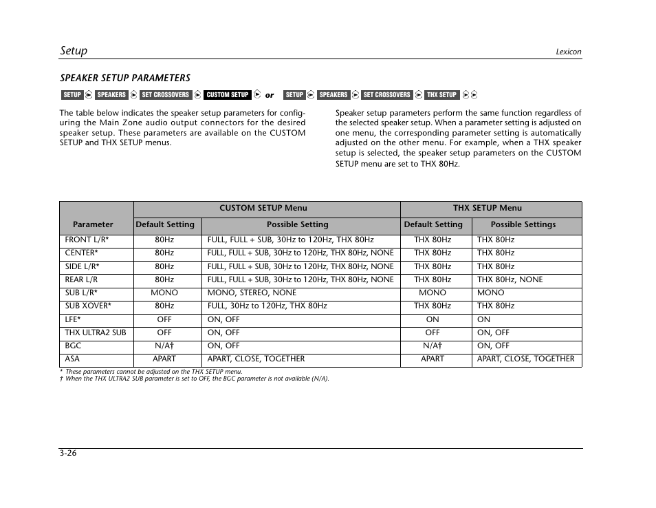 Setup | Lexicon Digital Controller MC-12 User Manual | Page 70 / 208