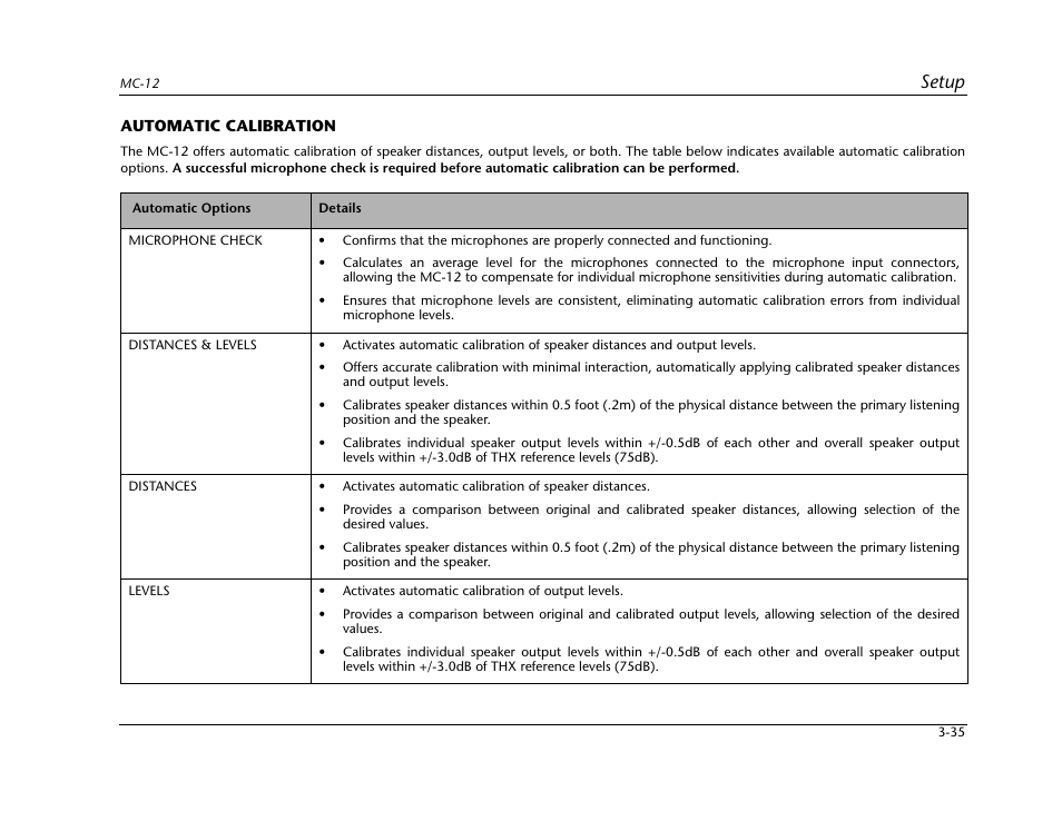 Automatic calibration -35, Setup | Lexicon Digital Controller MC-12 User Manual | Page 79 / 208