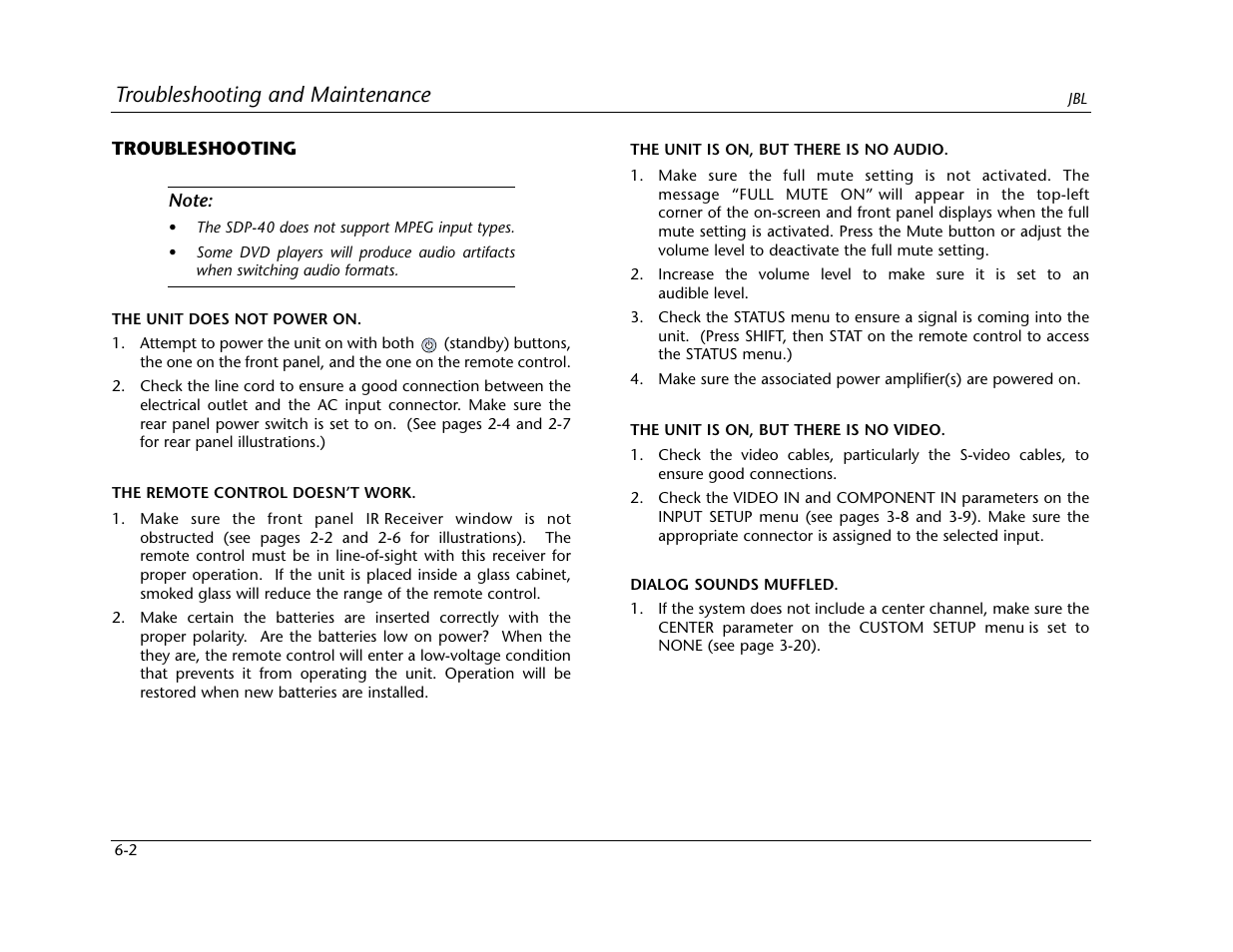 Troubleshooting and maintenance | Lexicon SDP-40 User Manual | Page 100 / 120