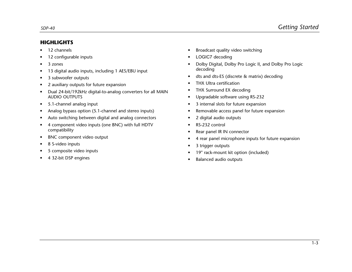 Getting started | Lexicon SDP-40 User Manual | Page 14 / 120