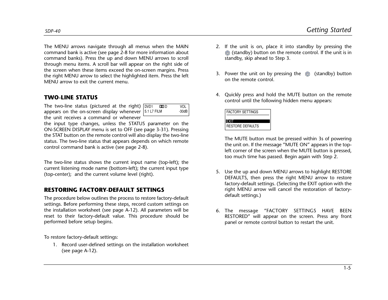 Getting started | Lexicon SDP-40 User Manual | Page 16 / 120
