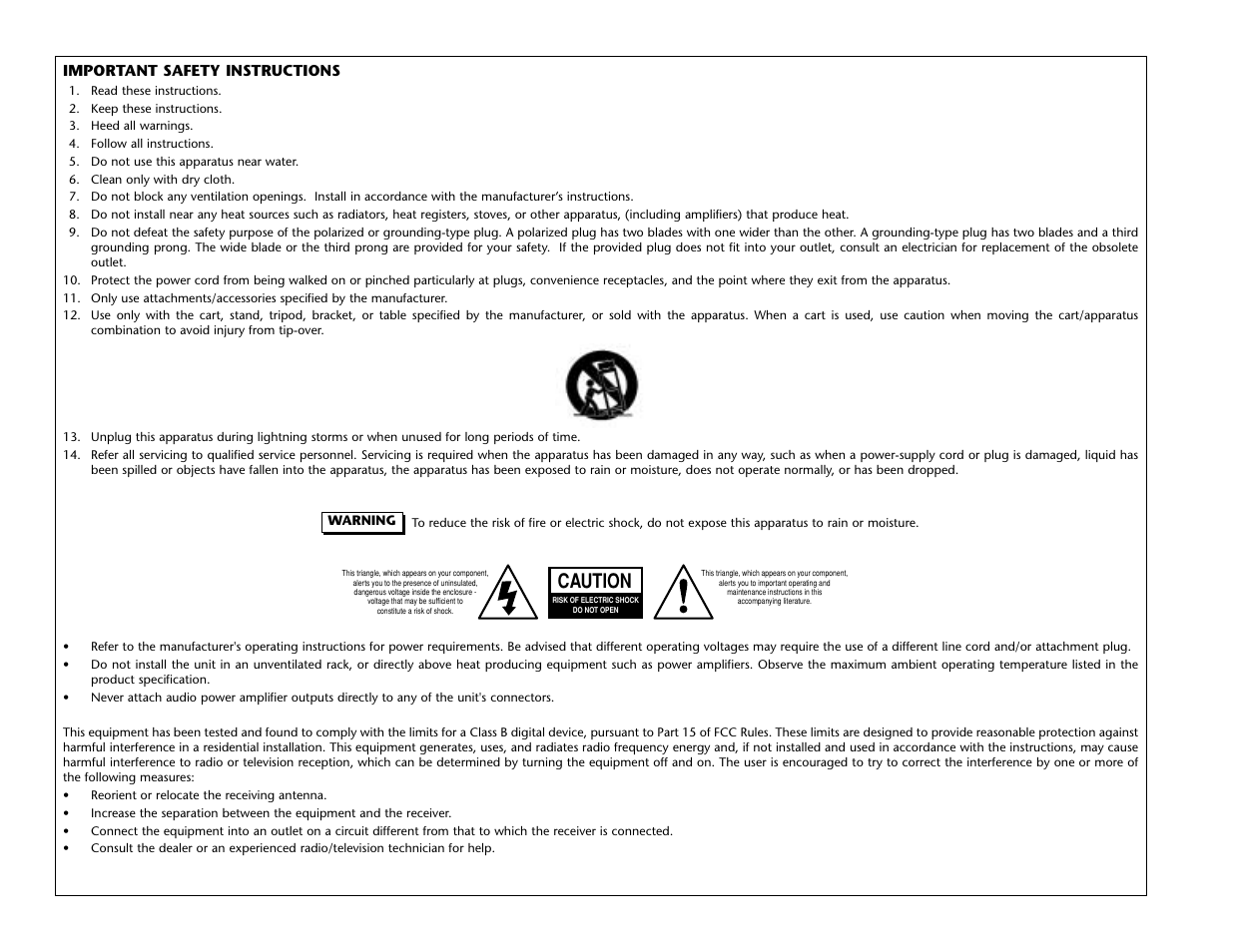 Caution, Important safety instructions | Lexicon SDP-40 User Manual | Page 2 / 120