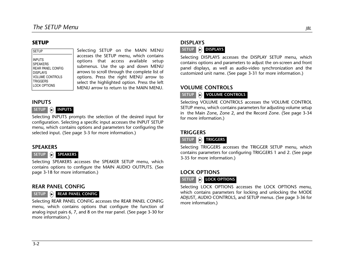 The setup menu | Lexicon SDP-40 User Manual | Page 35 / 120