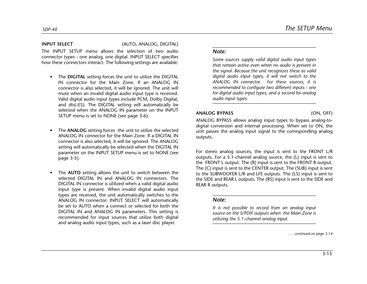 The setup menu | Lexicon SDP-40 User Manual | Page 46 / 120