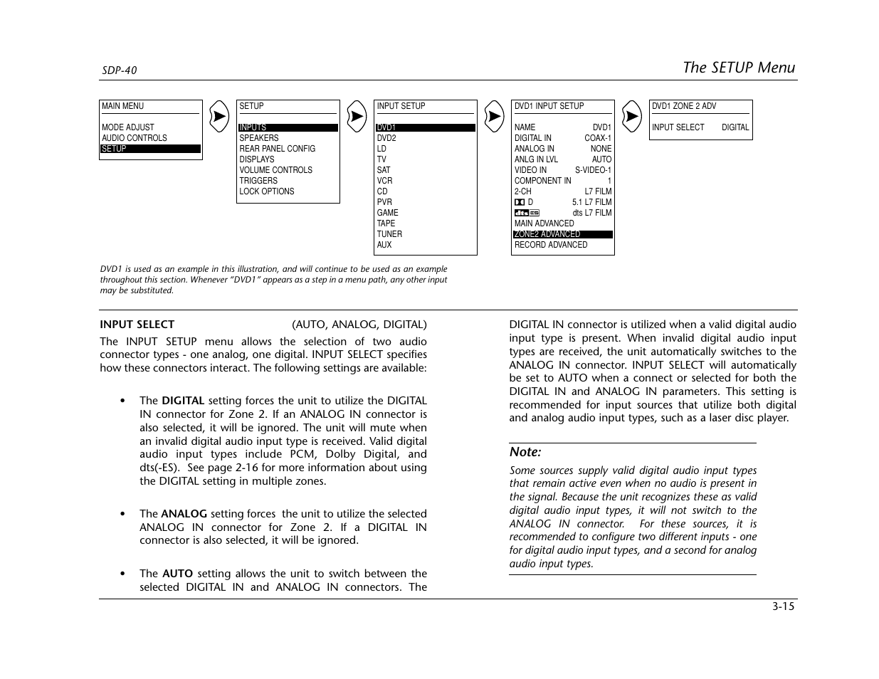 The setup menu | Lexicon SDP-40 User Manual | Page 48 / 120
